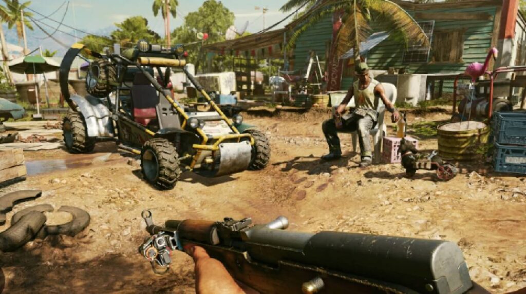 Imagem capturada em 1° pessoa dentro do jogo Far Cry 6.